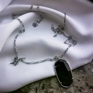 Kendra Scott Reid Black Silver Long Necklace New